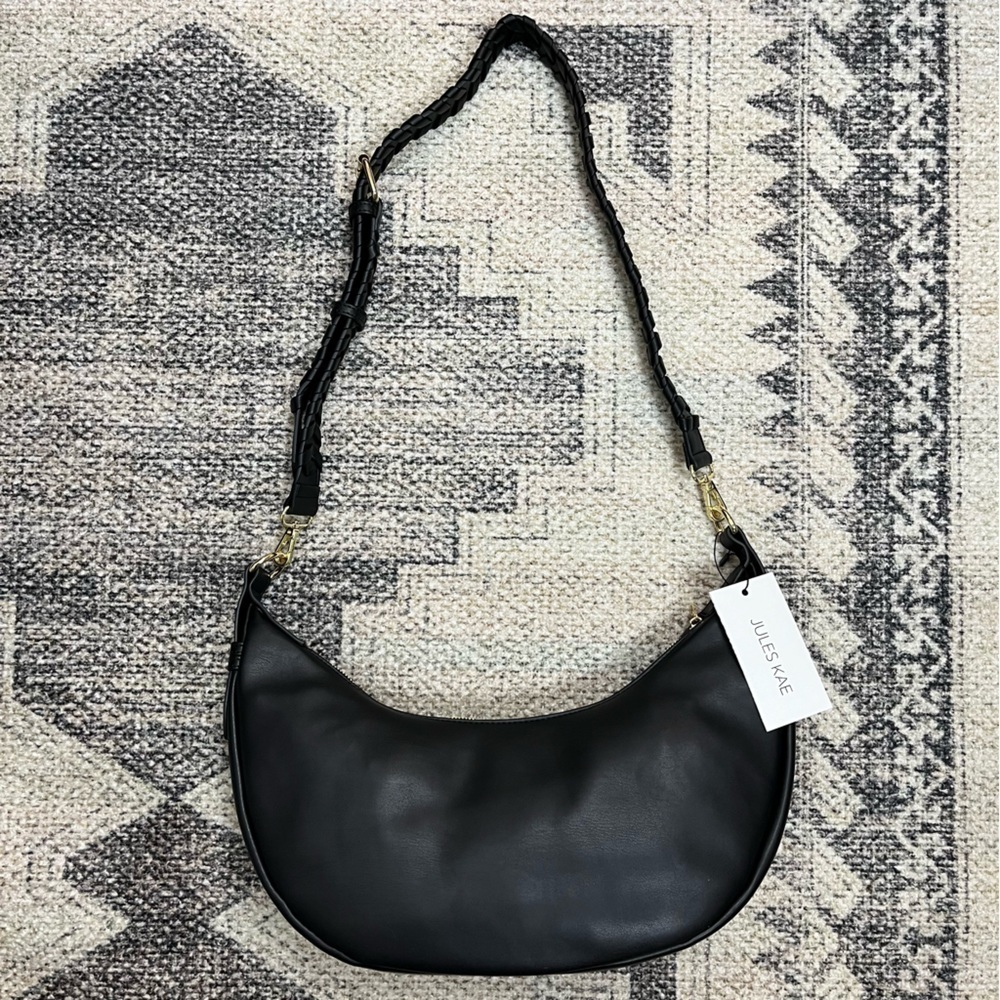 Jules Kae Zola Moon Hobo Shoulder Bag. NWT. Black Vegan Leather. Large #376 - Picture 7 of 13